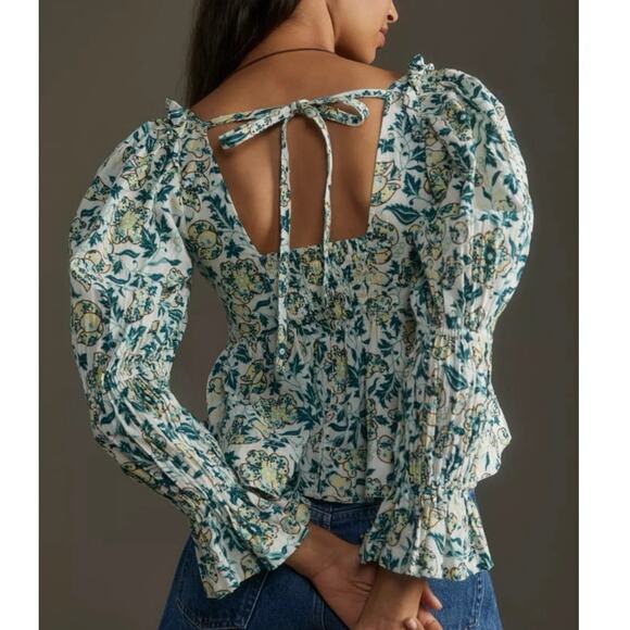 Pilcro Anthropologie Long-Sleeve Babydoll Floral Print Top Sz Small - Picture 8 of 8